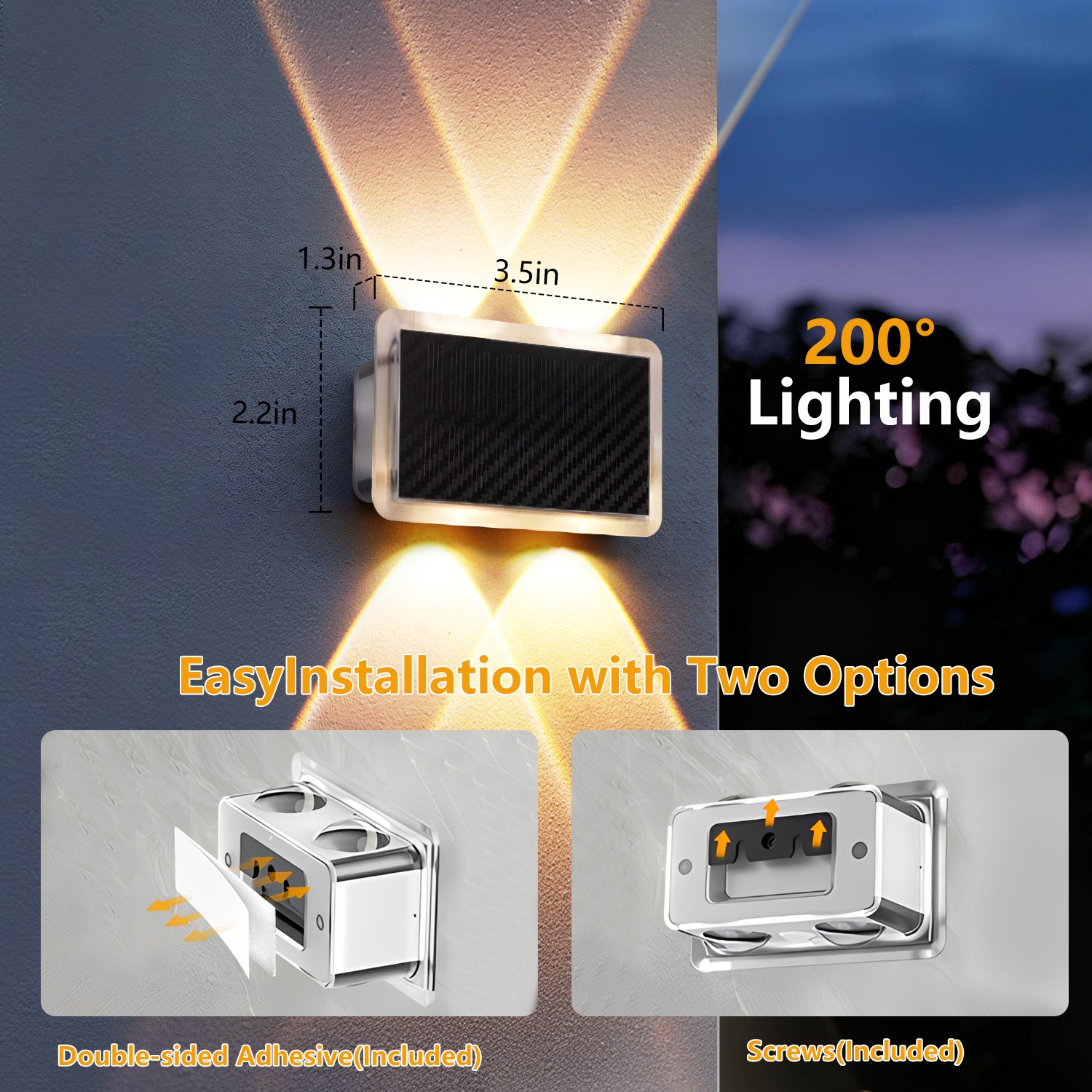 8Pack LED Solar Power Wall Lights Outdoor Garden Yard Fence Deck Step Decor Lamp