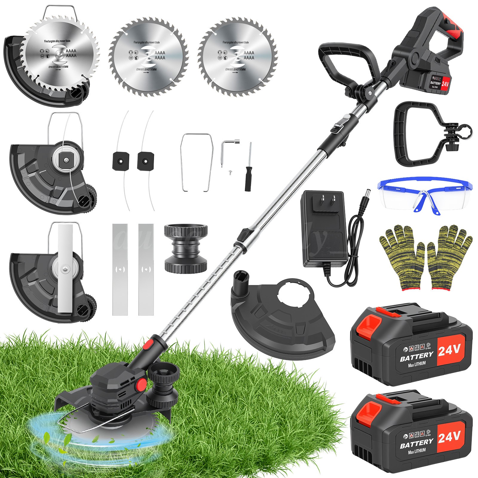 Cordless String Trimmer, Edger WeedWhacker Grass Eater Lawn Cutter 3.0ah Battery