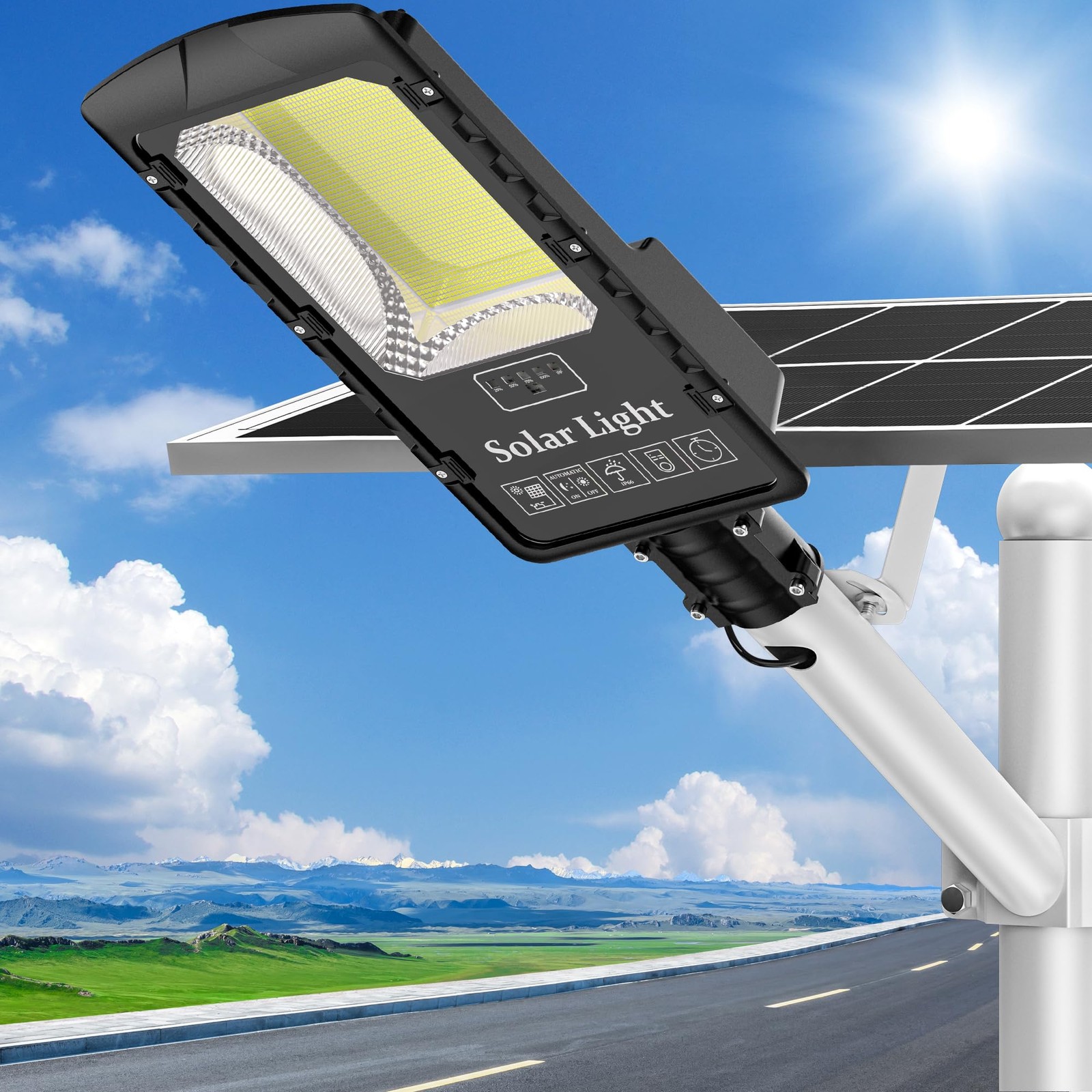 20000W Large Solar Street Light Outdoor,7000K Commercial Dusk to Dawn