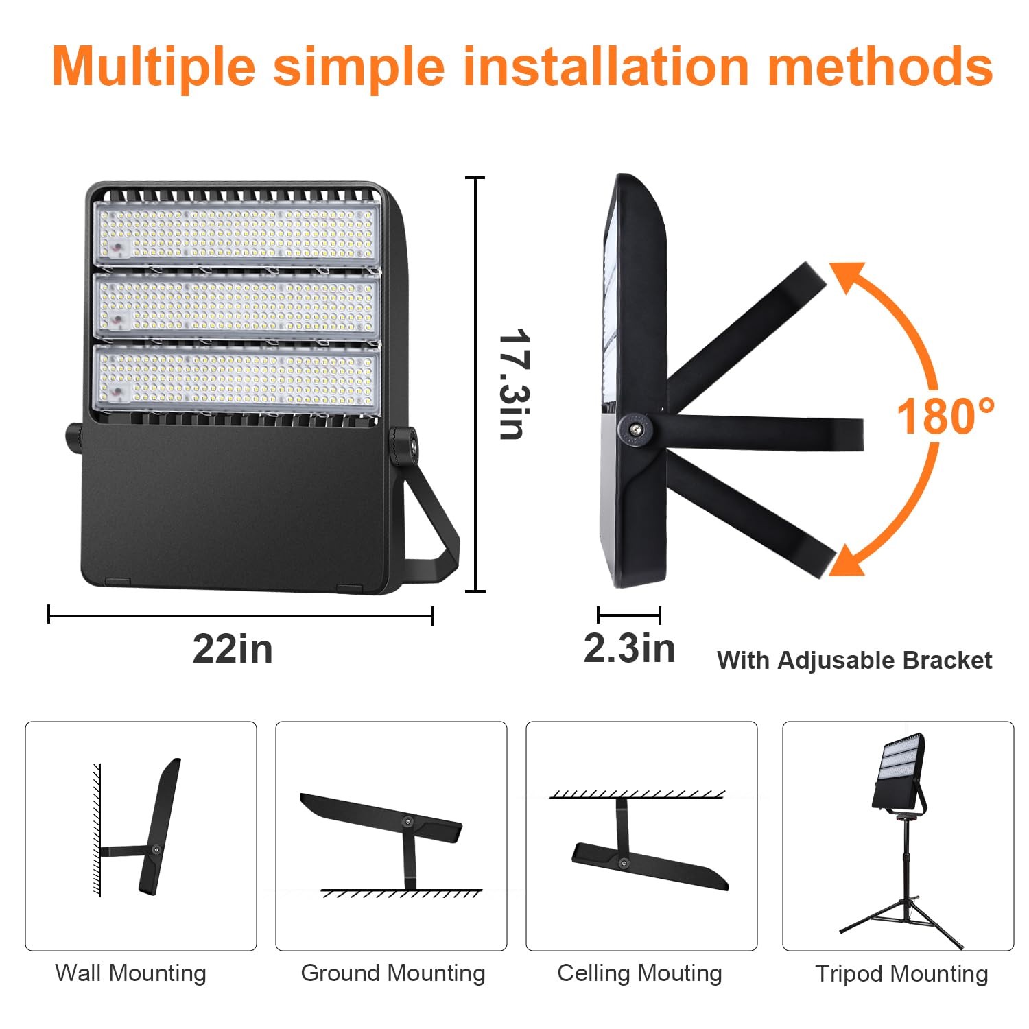 ** NEW 360W LED Flood Light | Waterproof | Adjustable Mount | Energy Efficient