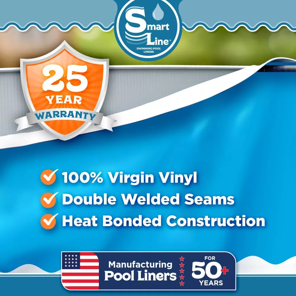 Smartline 15′ x 25′ x 54″ Oval 25 Gauge Overlap Above Ground Swimming Pool Liner