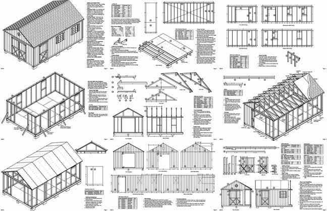 Outdoor Structure 20 ft x 12 ft Yard Storage Building / Gable Shed Plans #22012
