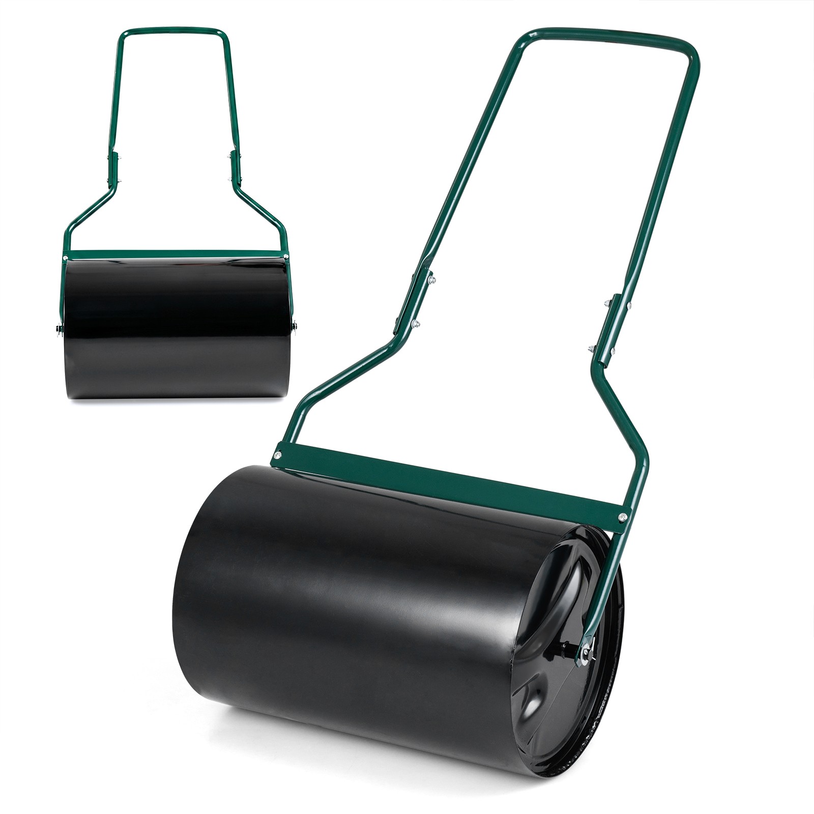 Lawn Roller 12 Gallon Water/Sand Filled Garden Drum Roller w/ U-shape Handle