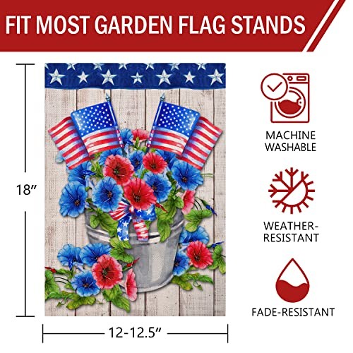 Patriotic July 4th Morning Glory American Garden Flag, America Memorial Day