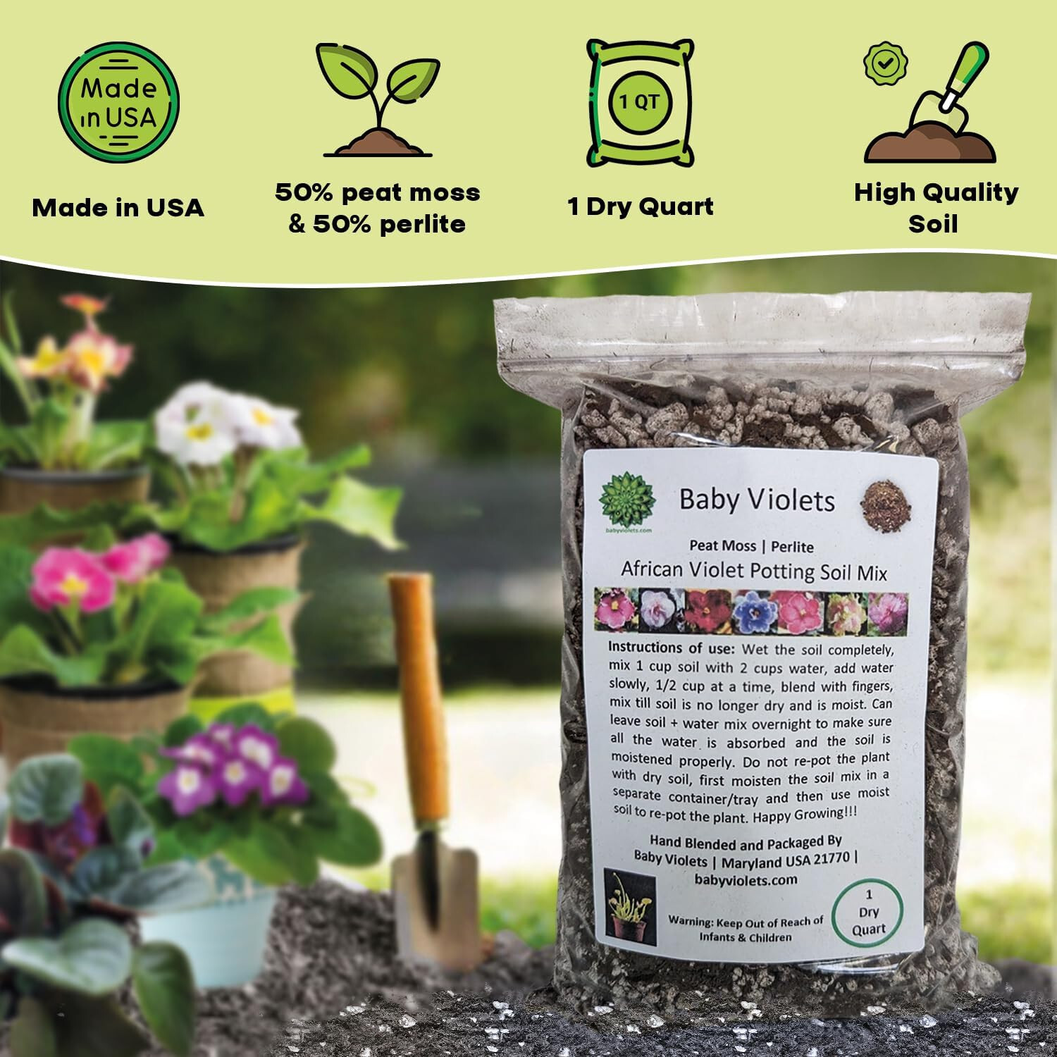 1qt – 4 qt | African Violet Soil | Peat Moss Perlite Potting Mix | FREE SHIPPING
