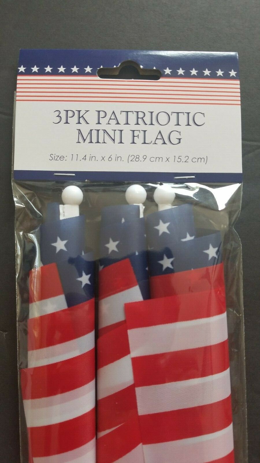 USA Patriotic Mini Flags 3pk 11.4″ X 6″ Memorial Day, July 4th Labor Day NWT