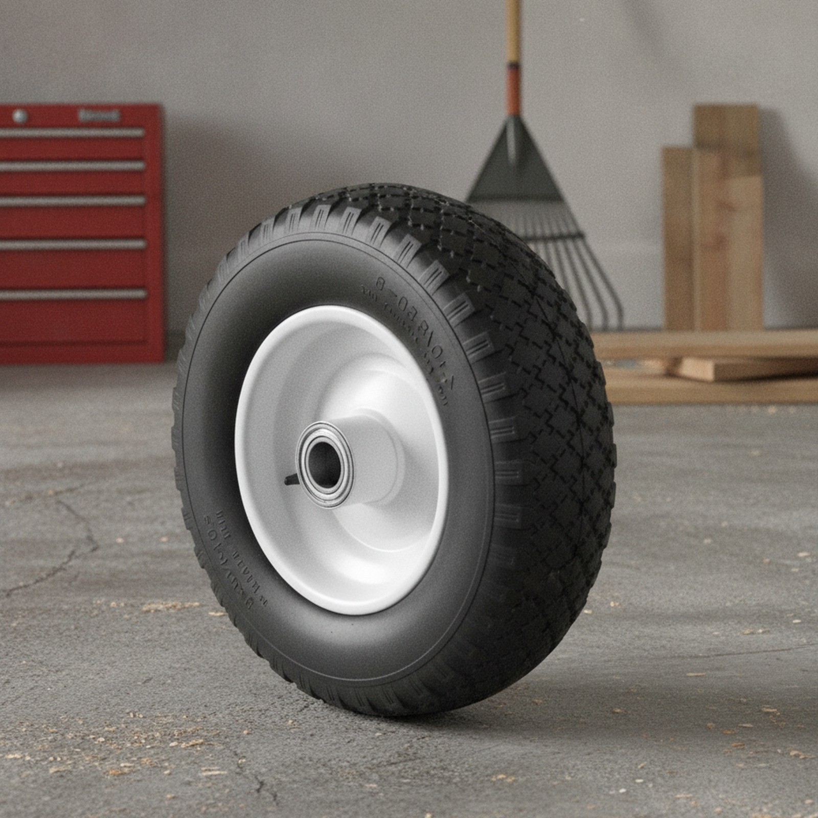 50502 Flat Free Trailer Dolly Wheelbarrow Tire, 12″, 4.10/3.50-6, 330 lb