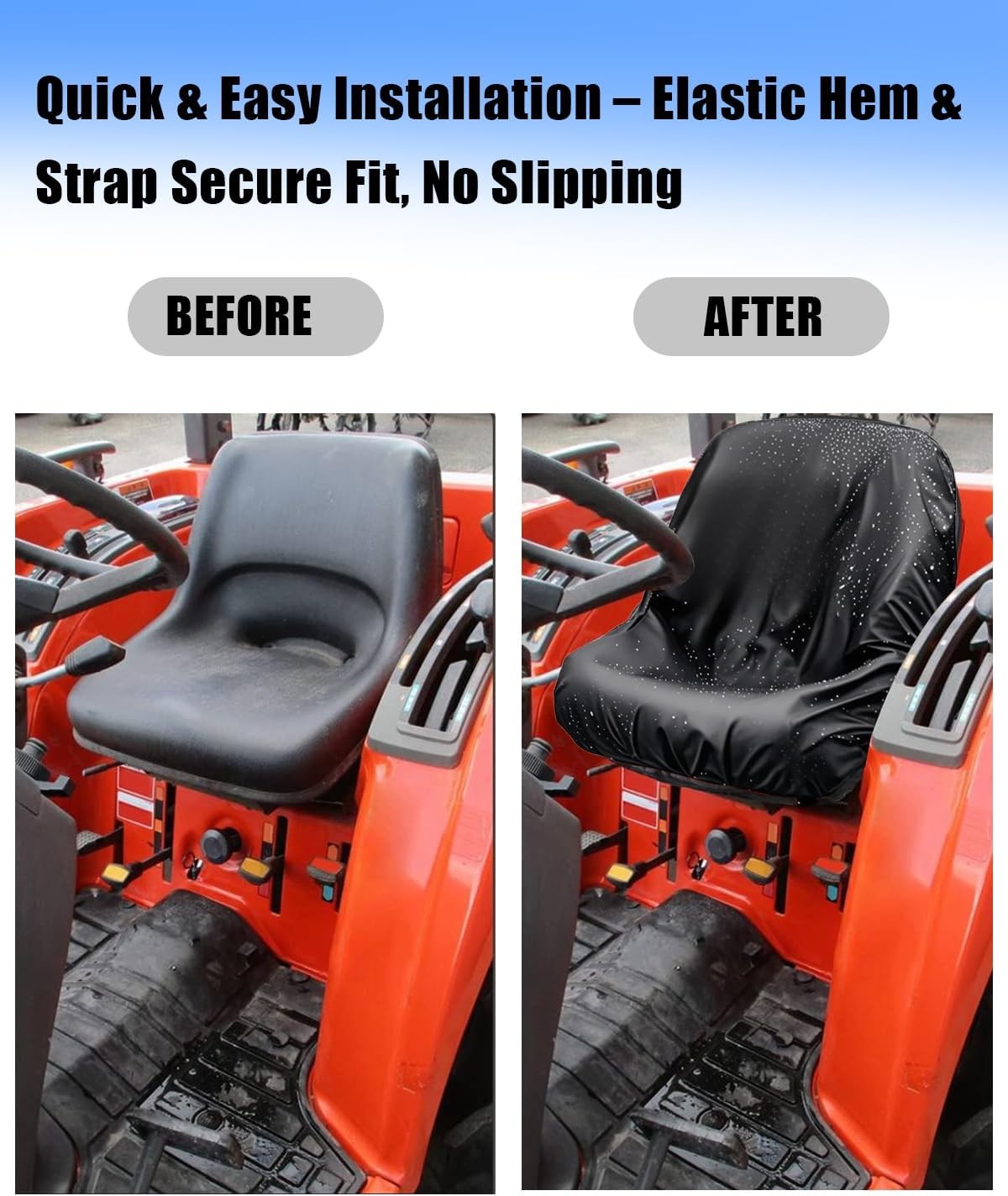 Riding Lawn Mower Seat Cover Universal Waterproof Black Tractor Seat Protector