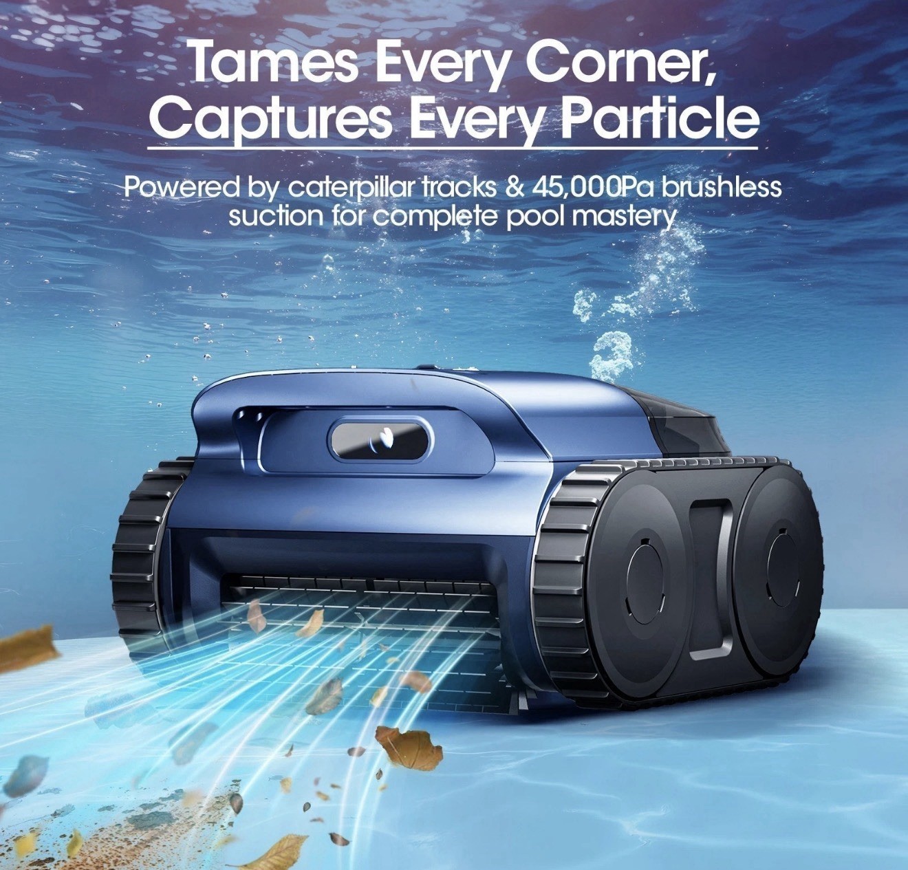Seauto Cordless Robotic Pool Vacuum Cleaner SAT25, Track Drive Sonar Navigation