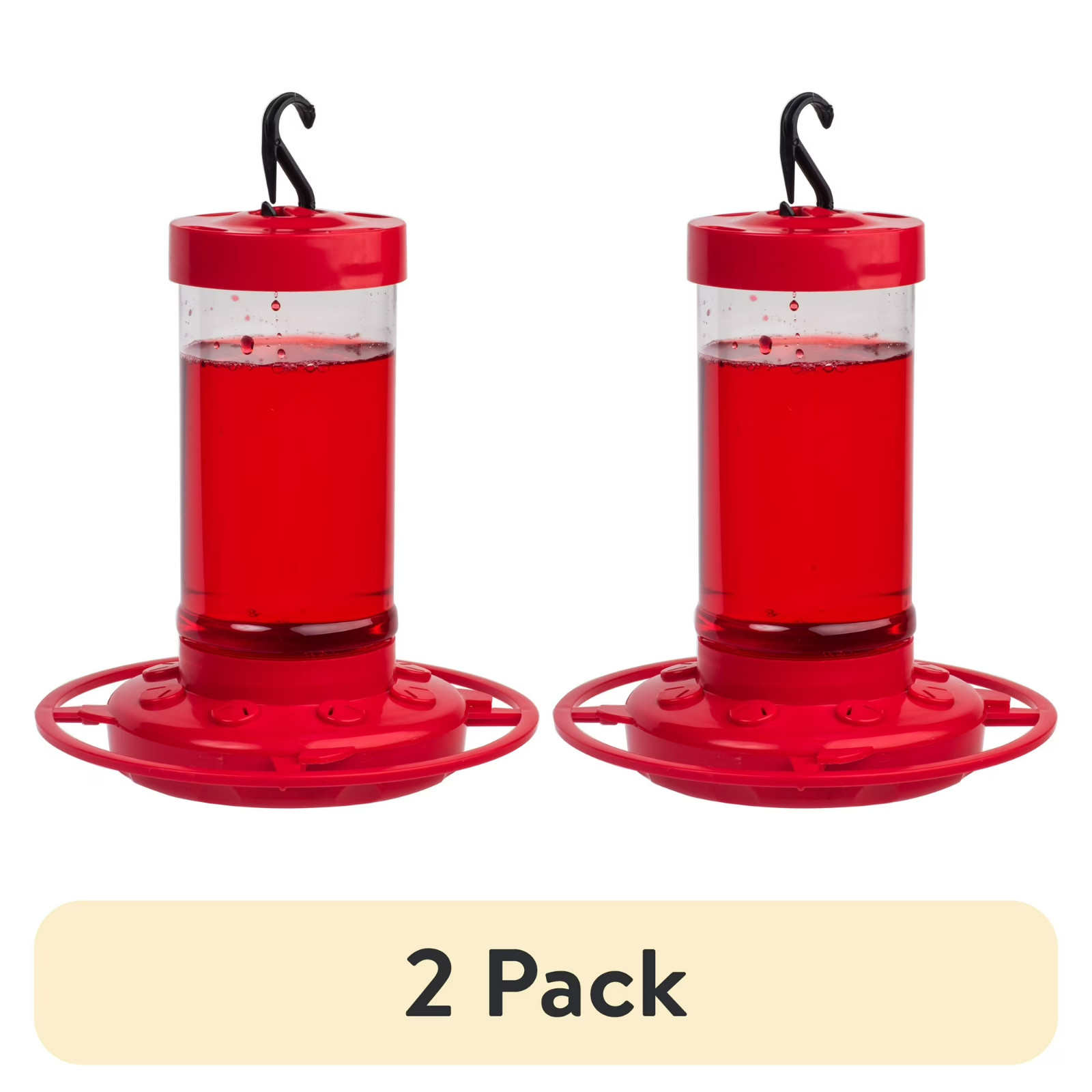 (2 pack) First Nature Hummingbird Feeder, 16 oz, Red, Plastic