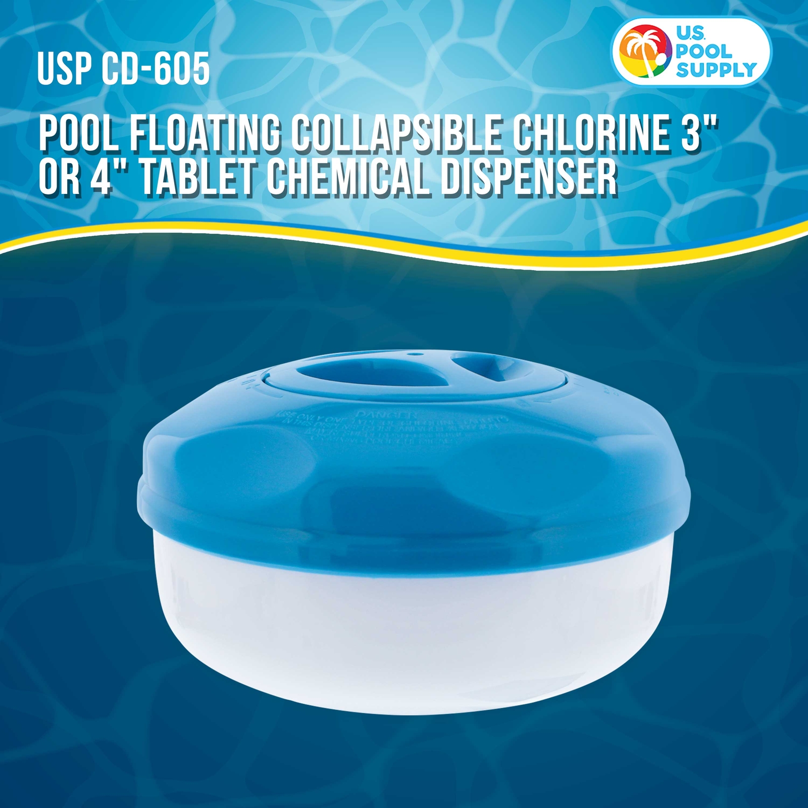 Floating 3″ & 4″ Tablet Pool Chemical 8″ Dispenser with Collapsible Tank