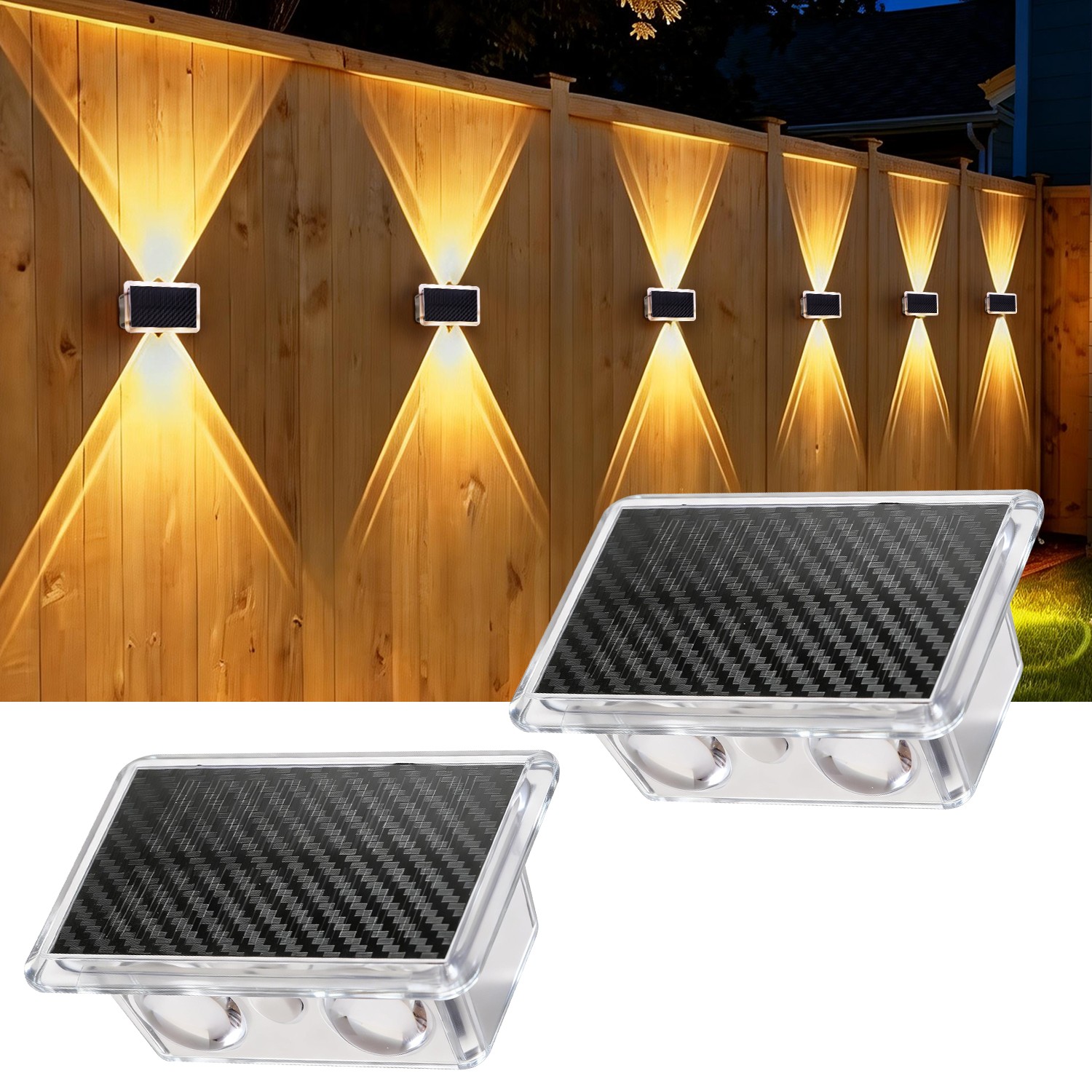8Pack LED Solar Power Wall Lights Outdoor Garden Yard Fence Deck Step Decor Lamp