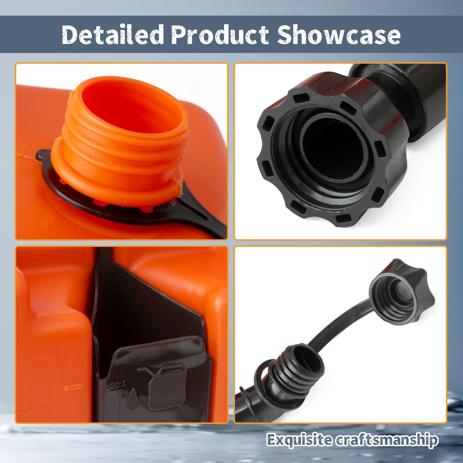 5L + 2L Fuel Container for Chainsaws, Spill Proof Nozzle, Oil & Fuel Drum, Orang