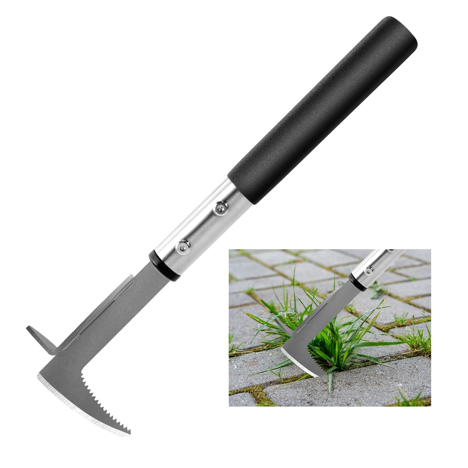 Weeder Tool Crack Garden Patio Lawn Stainless Steel L Shaped Manual Weeder Pulle