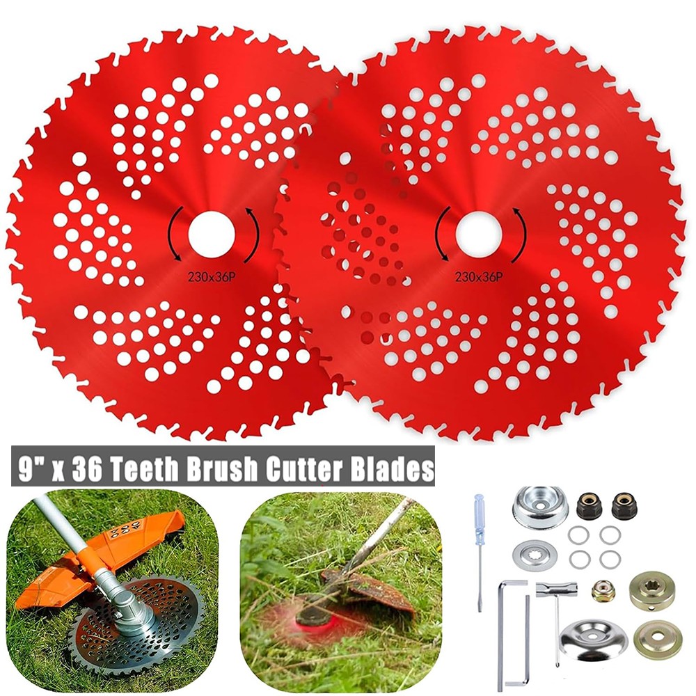 2 Pack 9″ Carbide Tip Circular Saw Brush Cutter Trimmer Weed Eater Blade