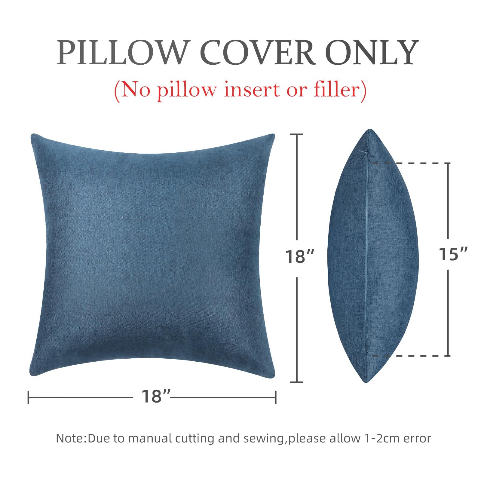 ReeQuo Pack of 2 Outdoor Throw Pillow 18″ x (Pack 2), Navy Blue