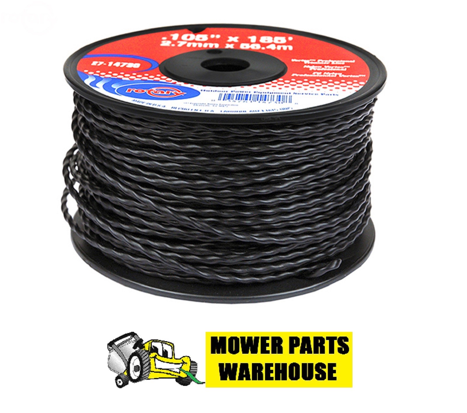 BLACK PROFESSIONAL VORTEX TWISTED TRIMMER LINE .105 185′ SPOOL MADE IN THE USA