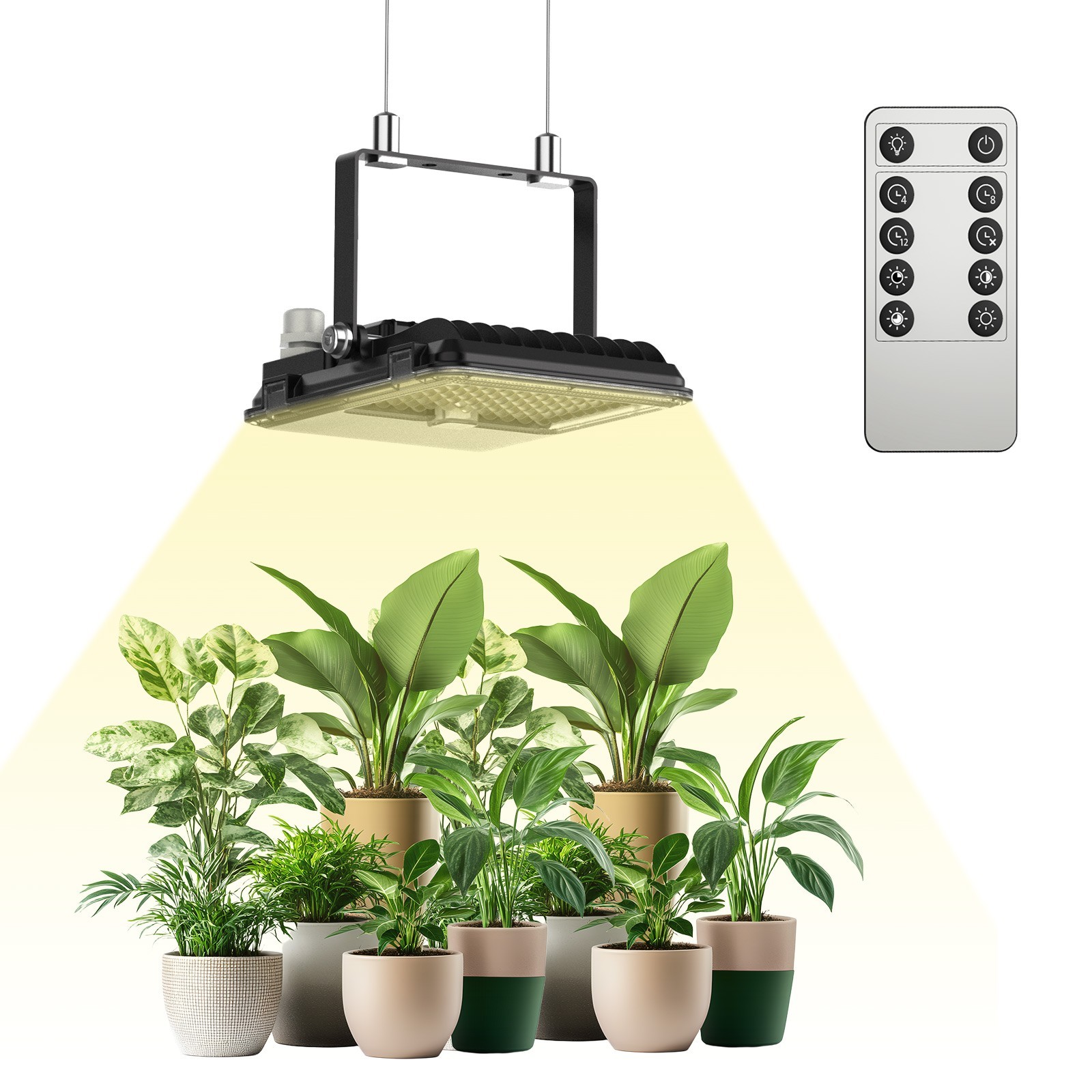 Dimmable LED Grow Lights 45W (340W Equiv.) Full Spectrum Panel light W/Remote