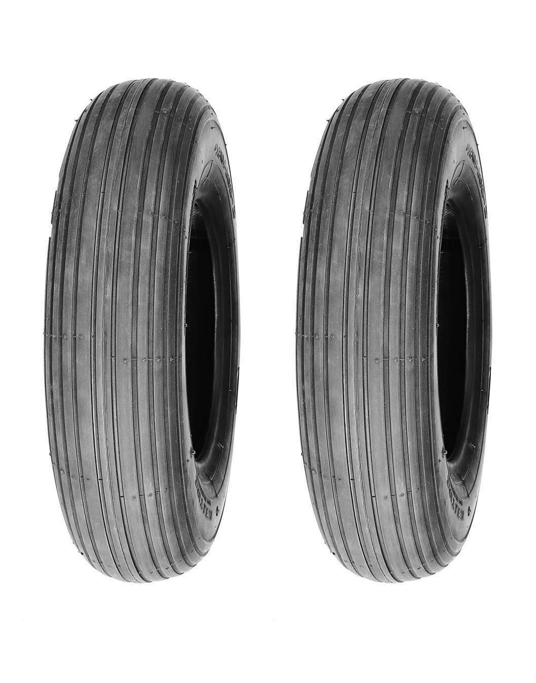 Two 4.80/4.00-8 Rib Tread Tubeless 4 Ply Wheel Barrow Tires 480-8 400-8 480/400-