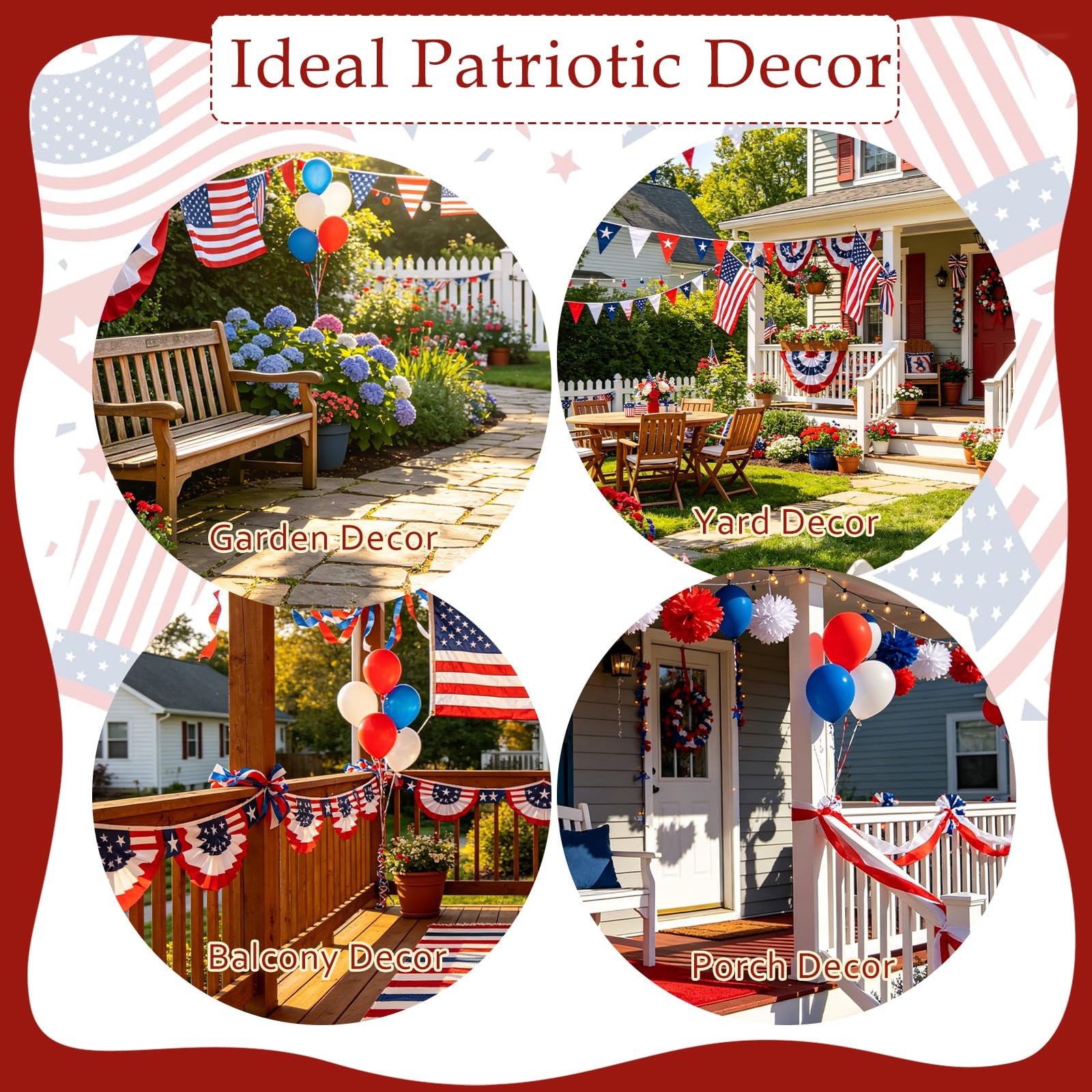 4th of July Garden Flags America Patriotic Welcome Home Red White and Blue Decor