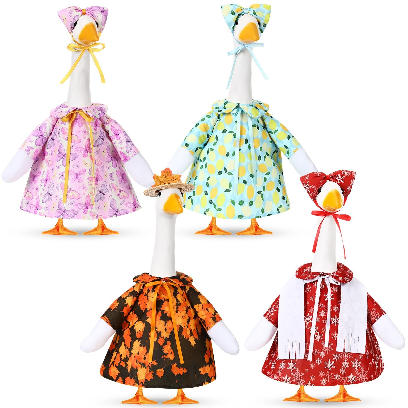 4 Set Spring Summer Fall Winter Goose Outfits Seasonal Cute Porch Goose Cloth