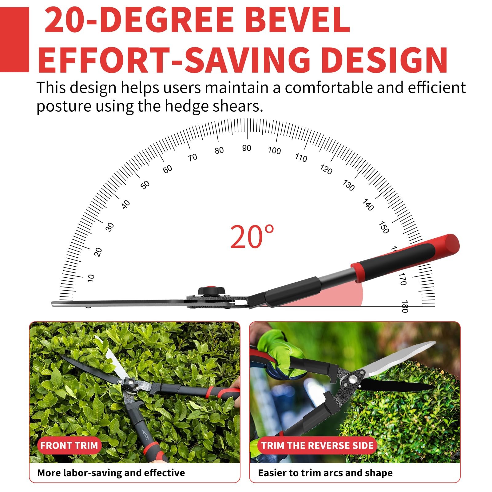 GARTOL 23-Inch Hedge Shears, Manual Garden Clippers with 9″ High Carbon Steel