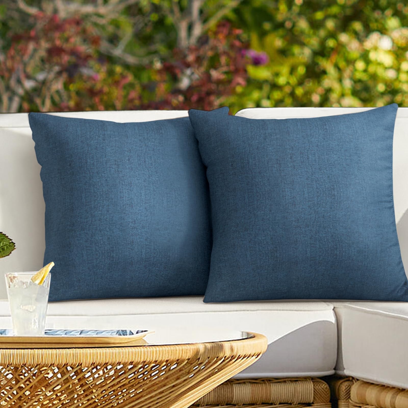ReeQuo Pack of 2 Outdoor Throw Pillow 18″ x (Pack 2), Navy Blue