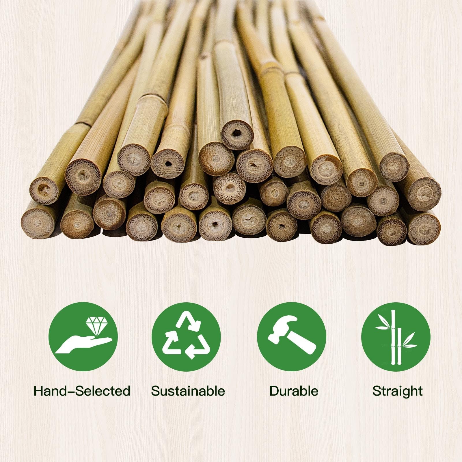[32 Pcs] Garden Stakes, 18 Inches Natural Bamboo 18 Inches, 32Pack, bamboo