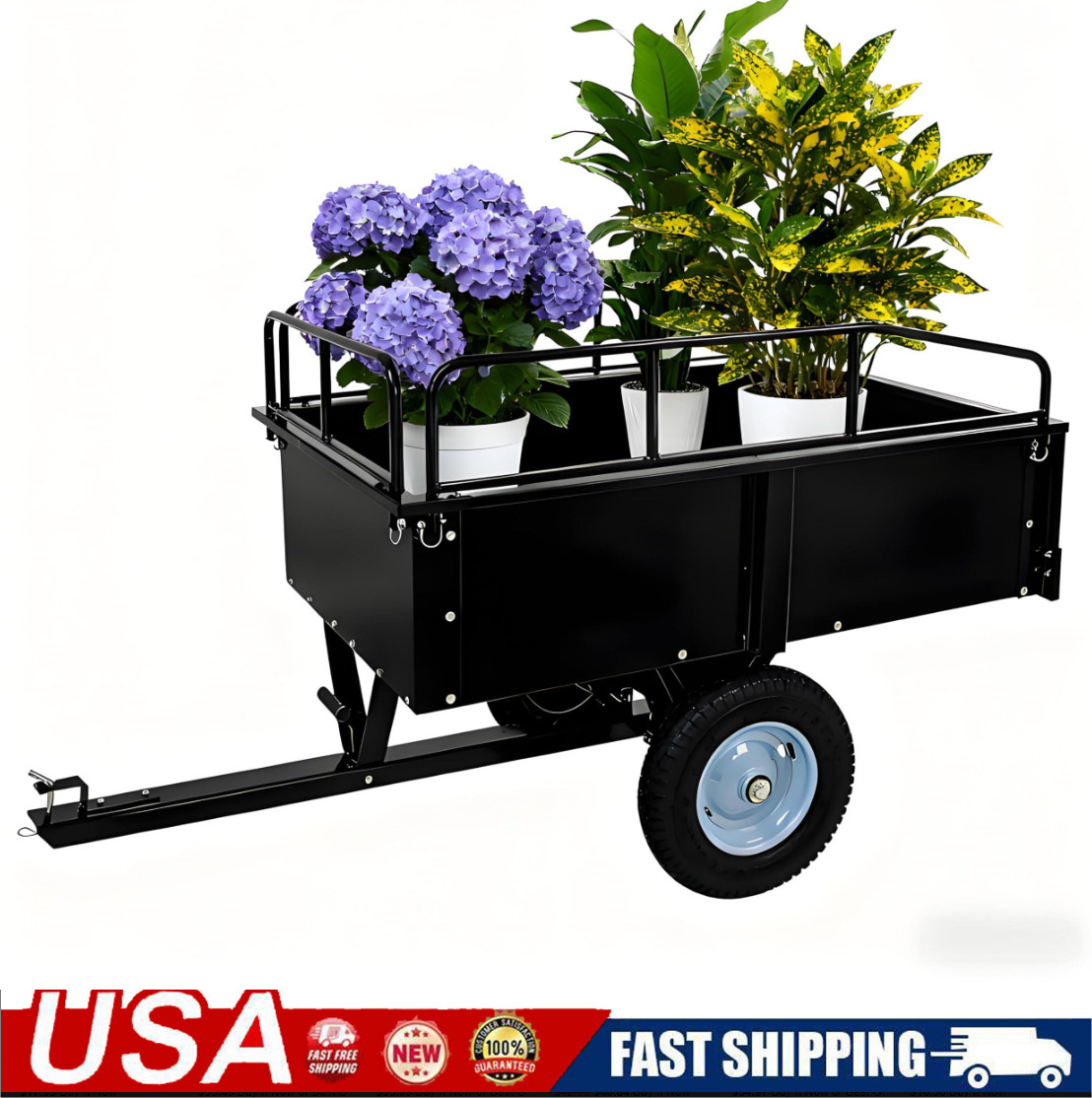 Steel Dump Cart 15Cu. Ft 750LB for ATV/UTV Utility Trailer Tow Behind Heavy Duty