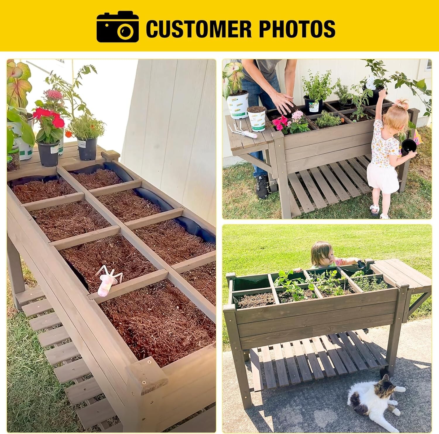 Aivituvin Raised Garden Bed Elevated Plant Boxes Outdoor with Grow Grid 52.7″
