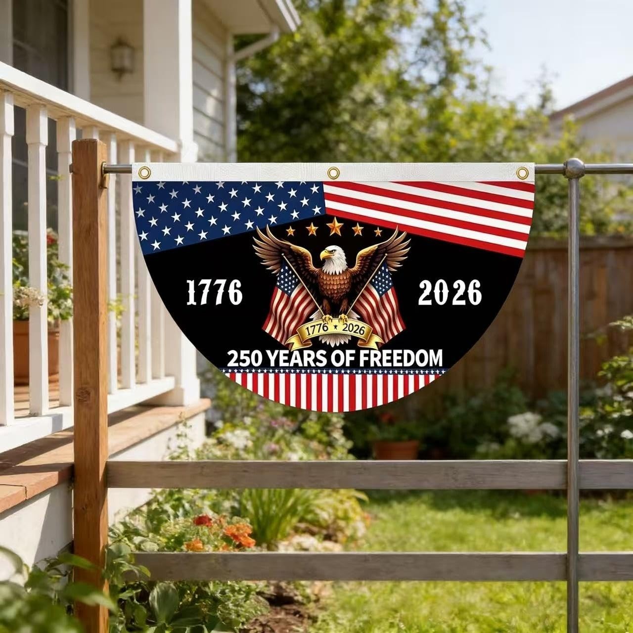 2 Pack 250 Years Anniversary Fan Flags 1.5 x 3 Ft Patriotic Outdoor Decor Set