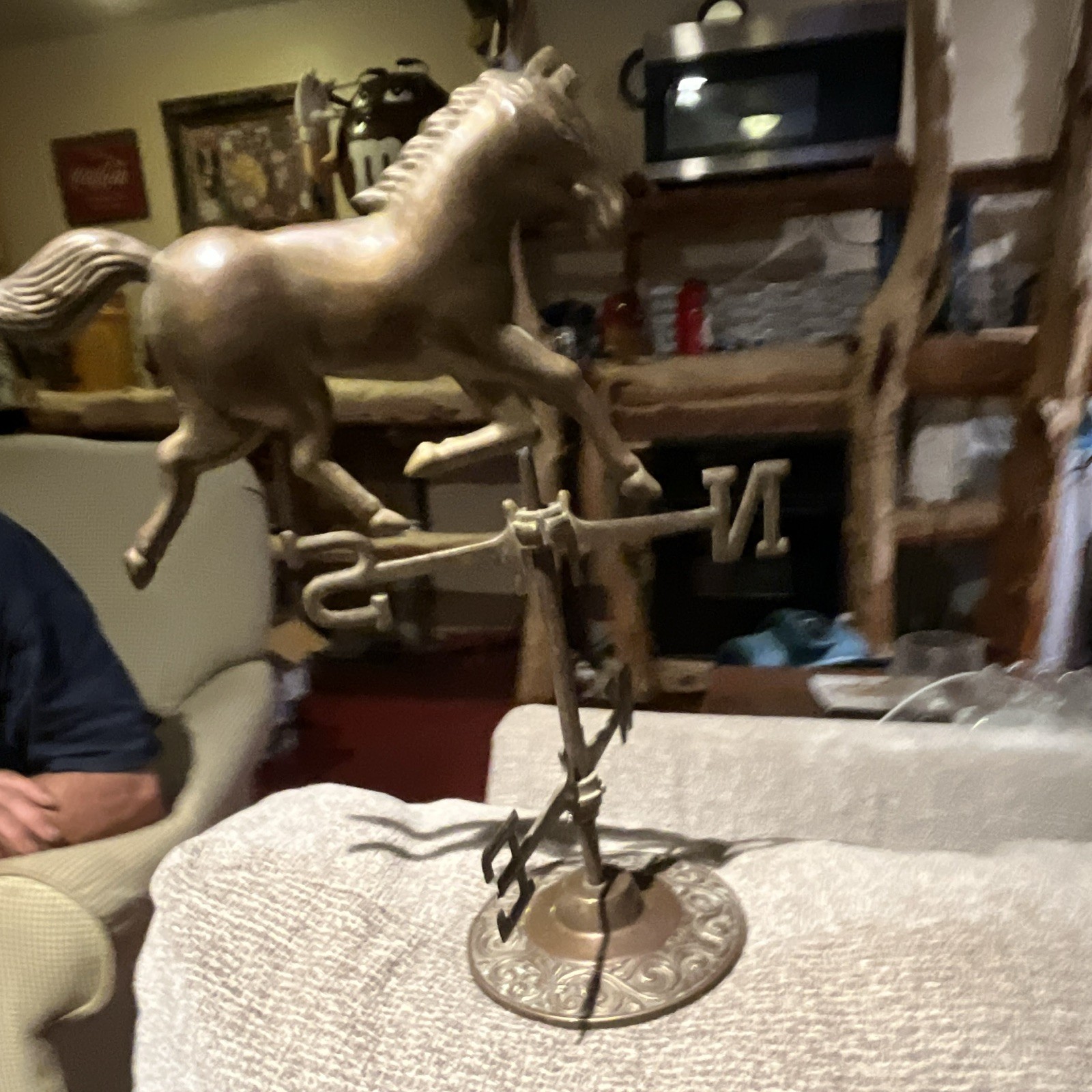 Bronze Horse Metal Weathervane w/ Patina Finish & N E S W Directionals