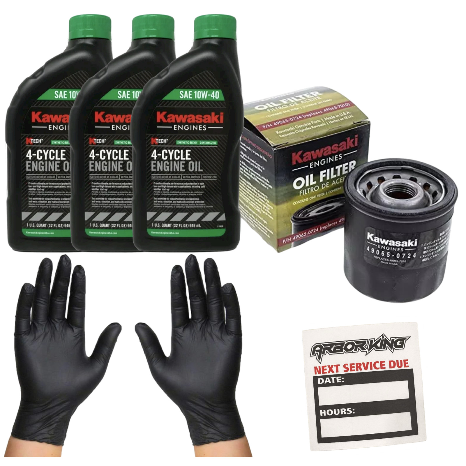 10W40 Oil Change Kit in Colder Climates for Kawasaki FH721V Oil, Filter, Decal