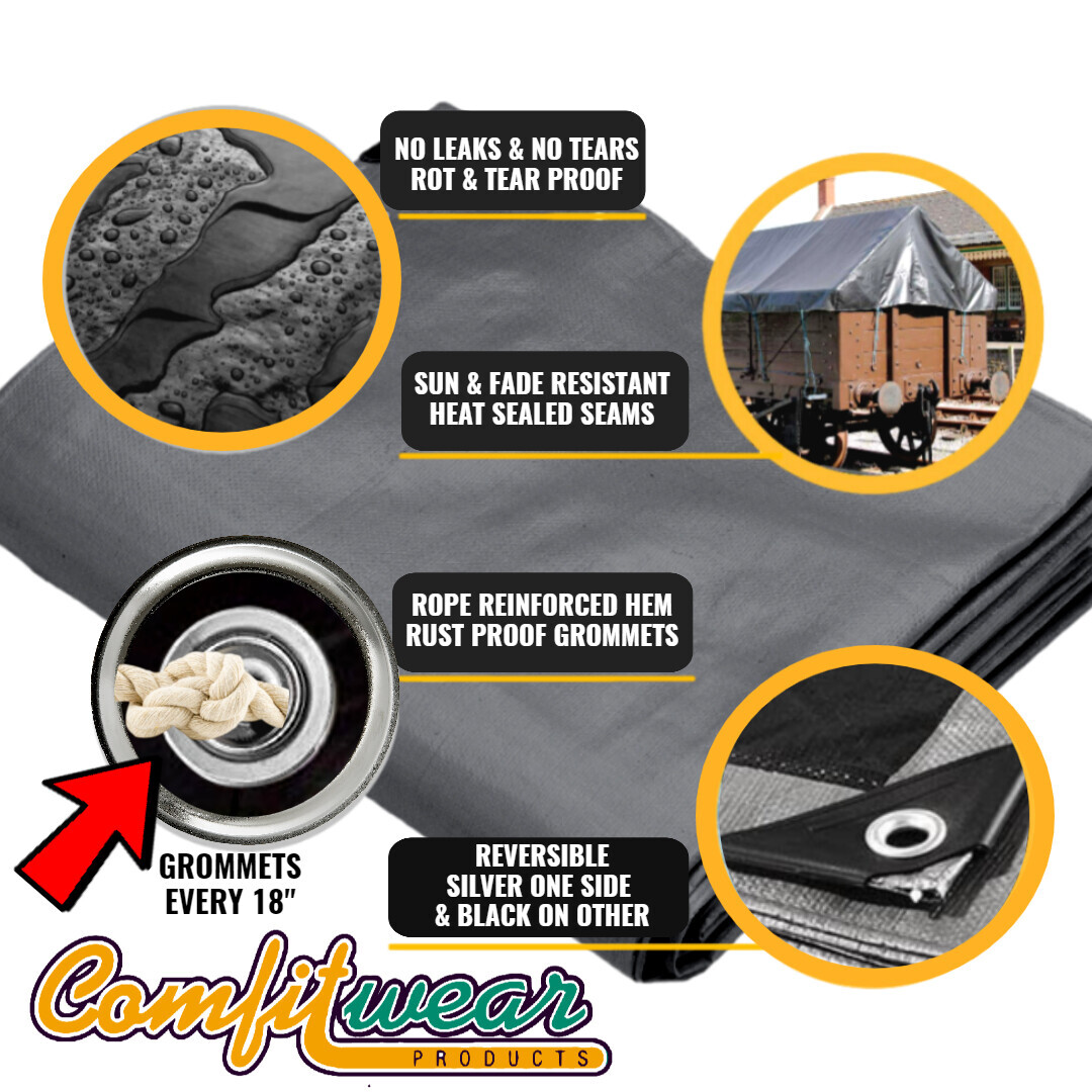 COMFITWEAR Super Heavy Duty Tarp Cover Reinforced Grommet Multi-Use Pool Cover
