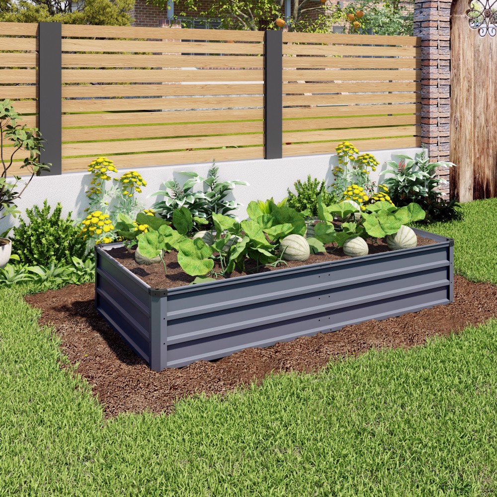 Large Galvanized Metal Garden Bed for Backyard Plants & Veggies