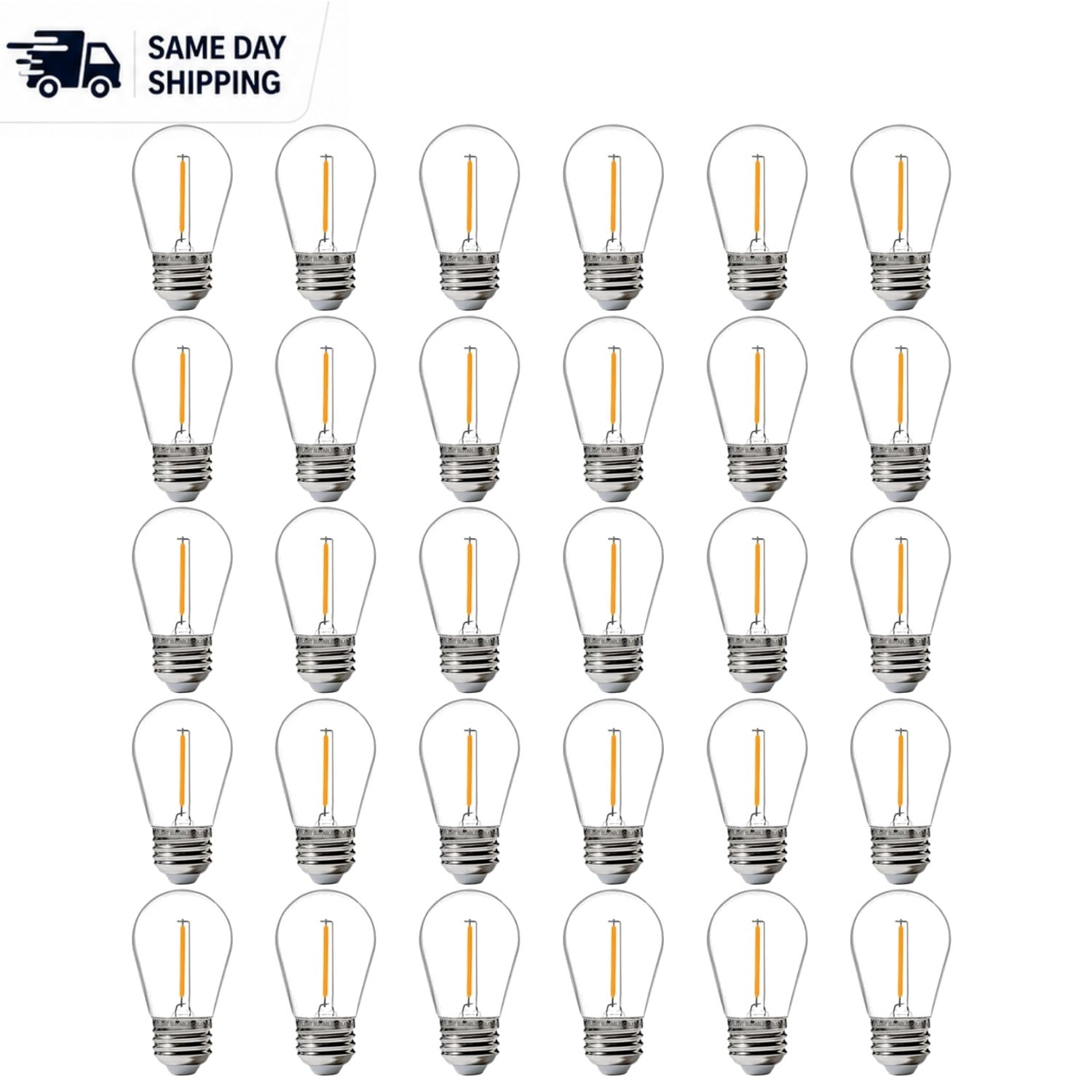 30 Pack LED S14 Bulbs – Warm White, E26 Base, Energy-Efficient Outdoor Lighting