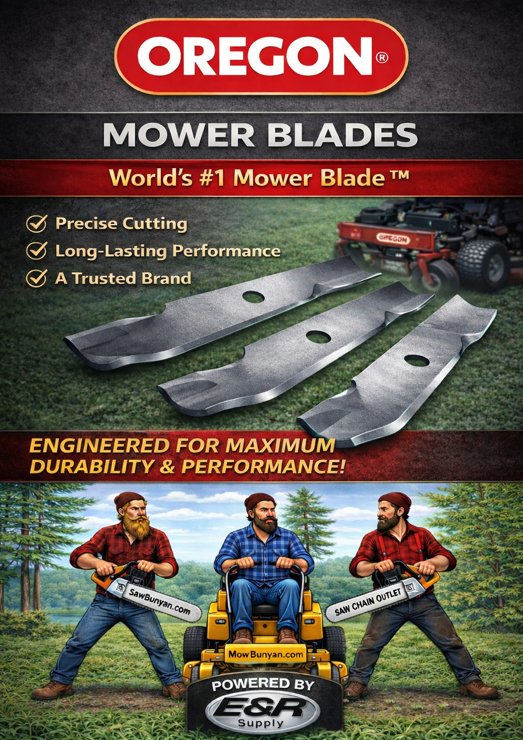 Set of 2 Oregon 596-347 Gator G5 Blades for 42″ Cut Wright Velke Walk-Behind
