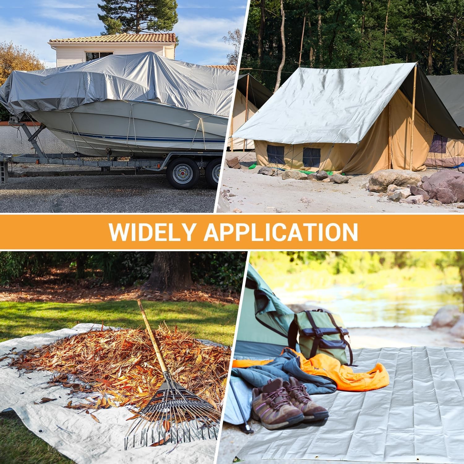 Heavy Duty Tarp 18 mil Finished Size Waterproof Tarpaulin Cover w/ Grommets