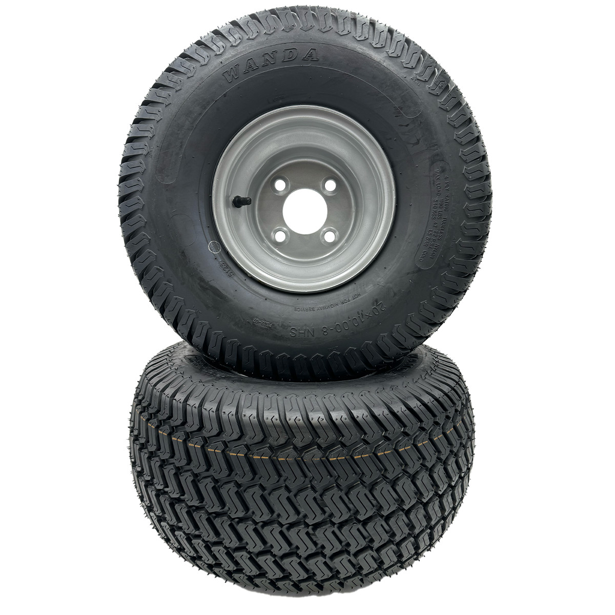 Set of 2 – Silver 20×10.00-8 Lawn Mower Tire and Rim (Compatible with Husqvarna)