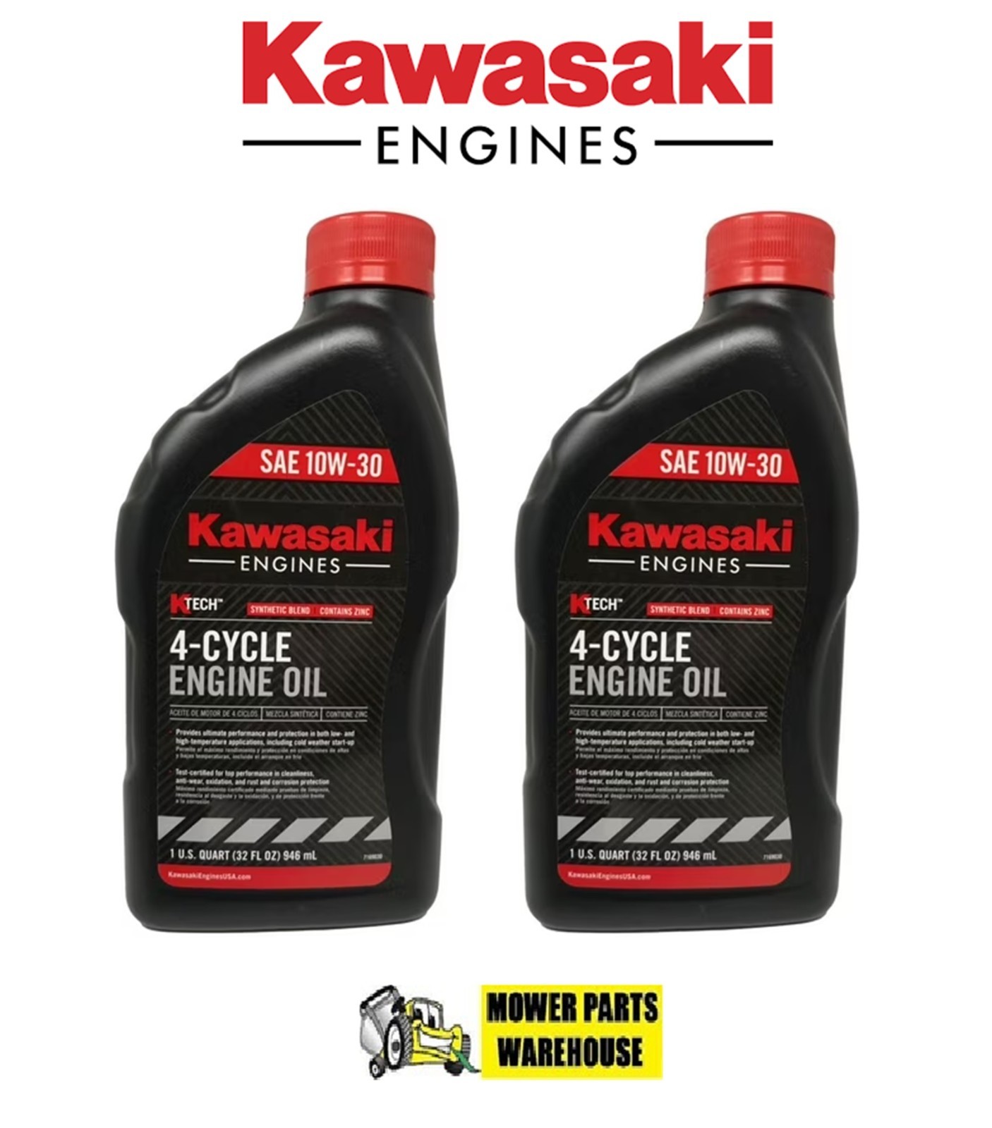 GENUINE OEM KAWASAKI OIL CHANGE KIT (2) 99969-6081 10W-30 & 49065-0724 FILTER