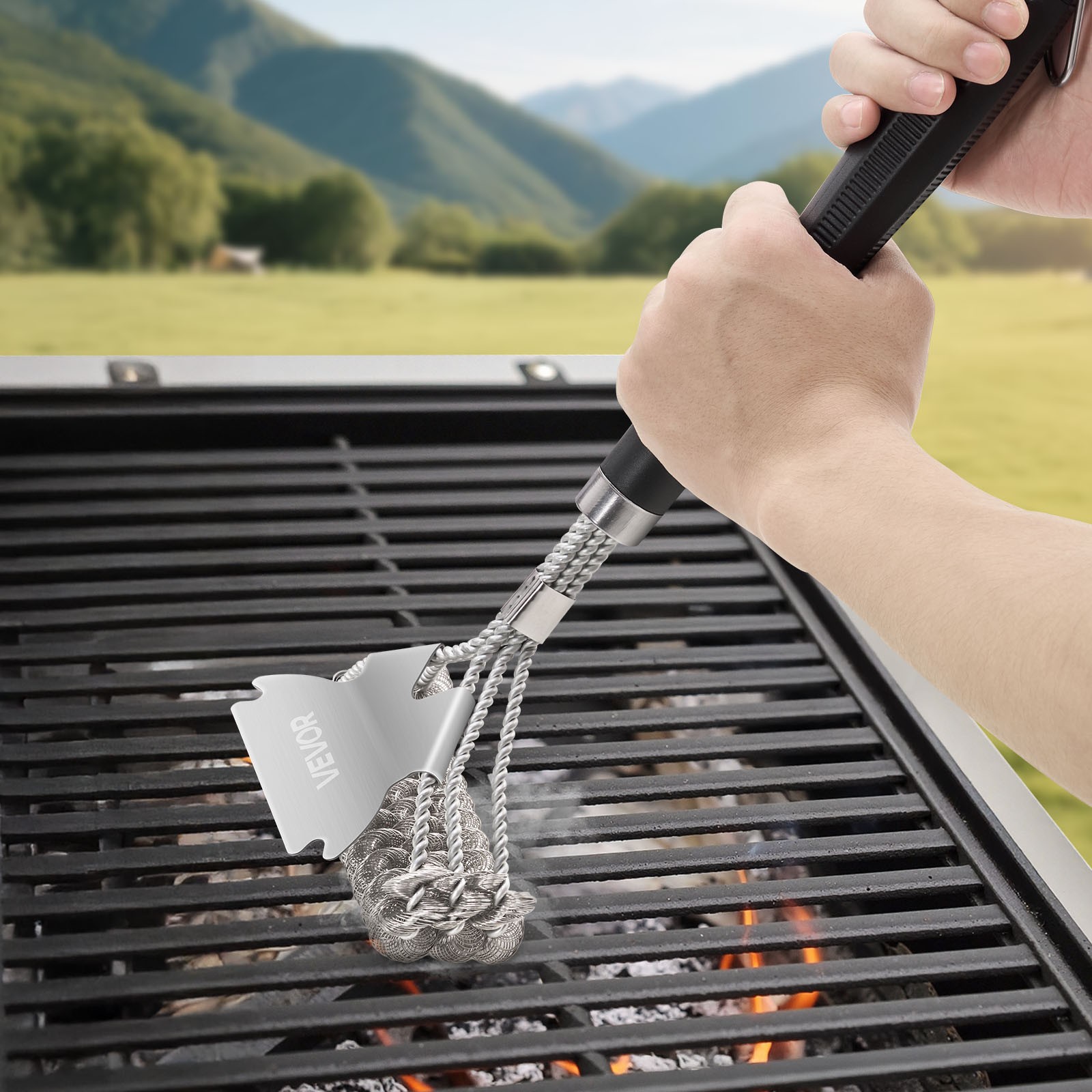 VEVOR BBQ Grill Brush and Scraper Stainless Steel Bristle Free Grill Cleaner