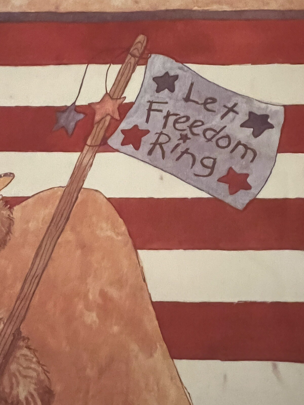 VTG flag decor Toland LIBERTY BEAR TEDDY 24” x 35” JULY 4TH fourth DECOR KOGUT