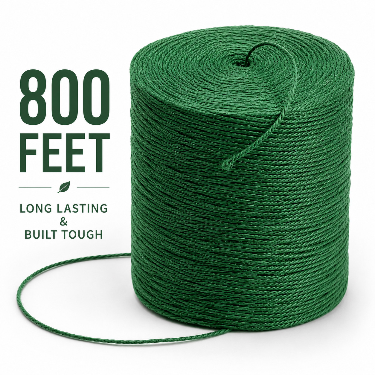 800FT Garden Twine 3mm Plant String, Stock Tie Green Roll Natural Fiber
