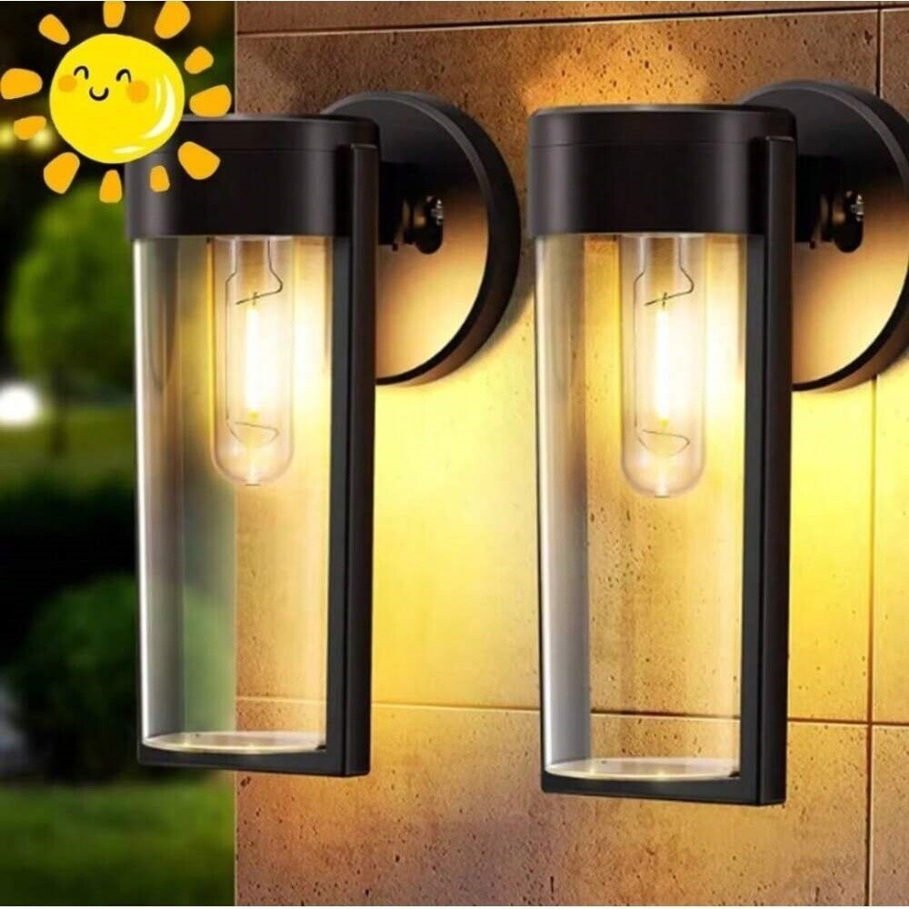 2X Outdoor Solar Wall Light Tungsten Filament Motion Sensor Courtyard Porch Lamp
