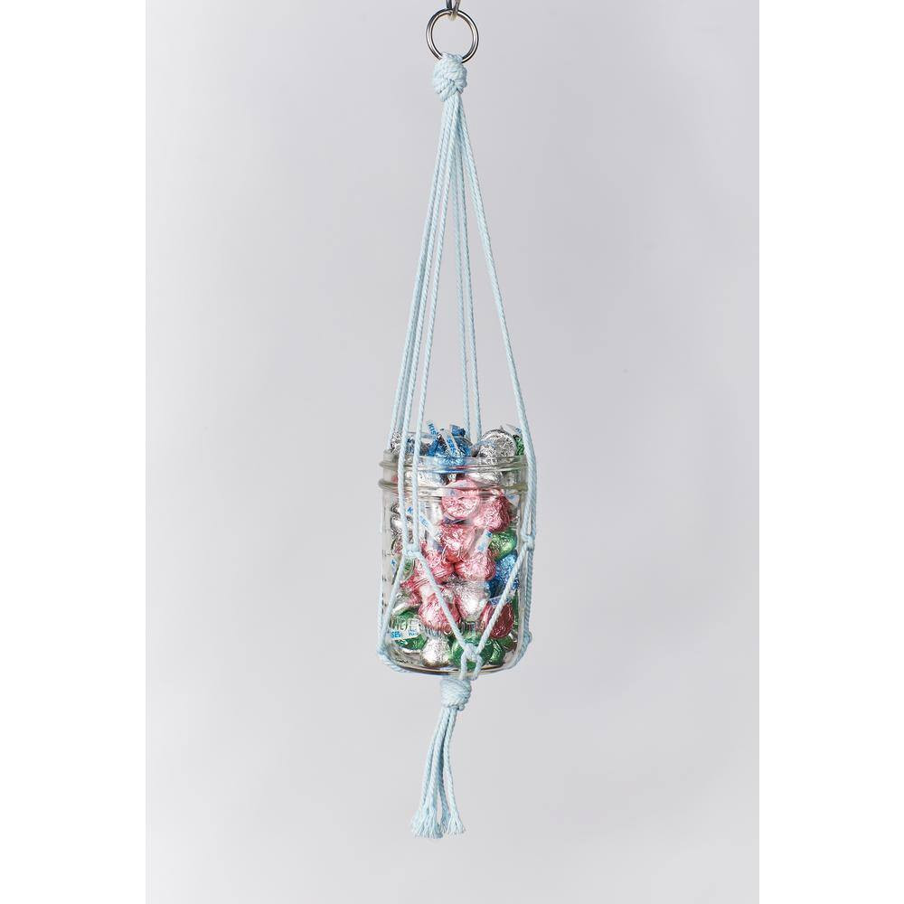 18 In. Sky Blue Cotton Mini Plant Hanger