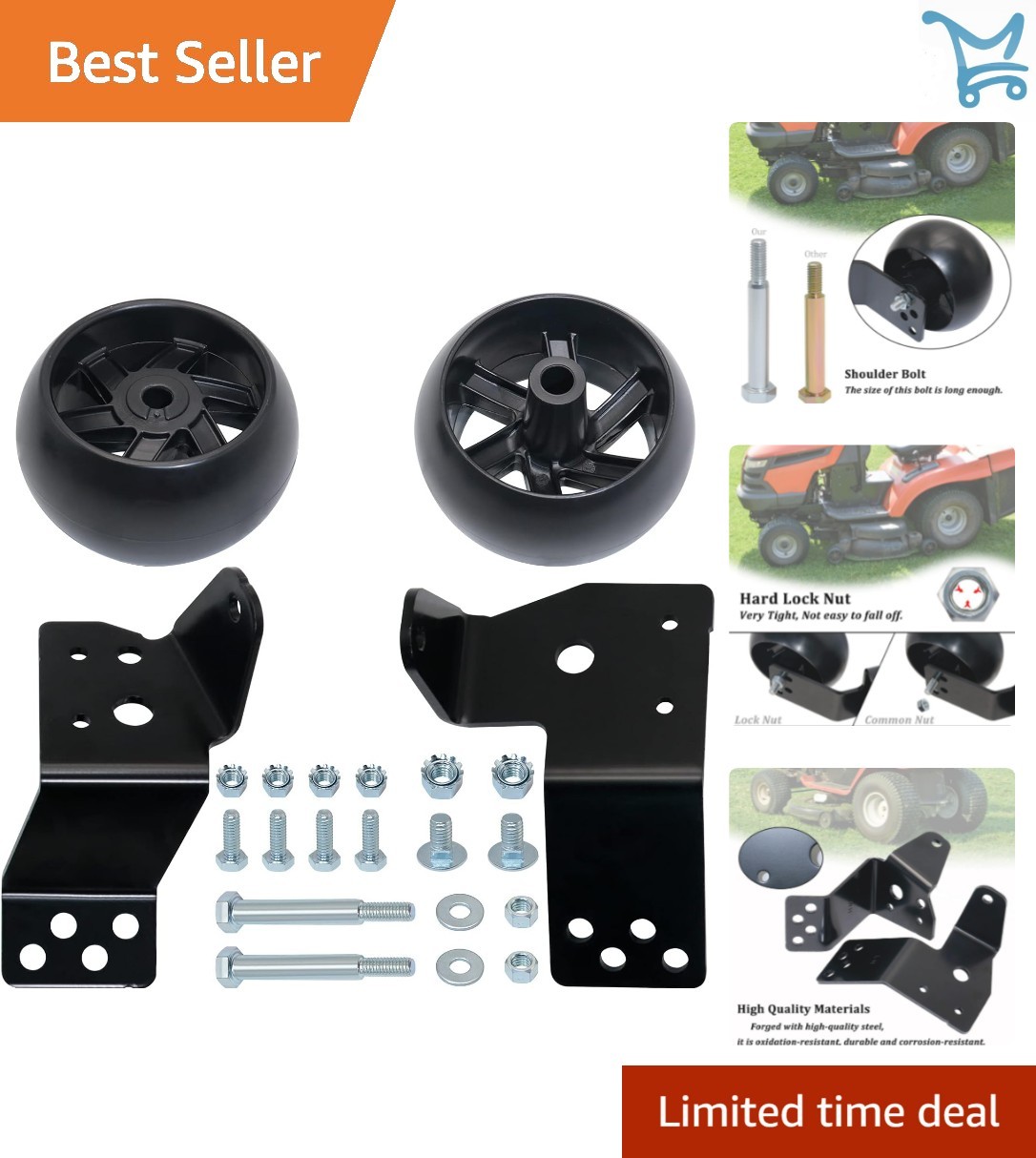 Mower Deck Gauge Wheel Bracket Kit Steel 42 Inch Replacement for Mower