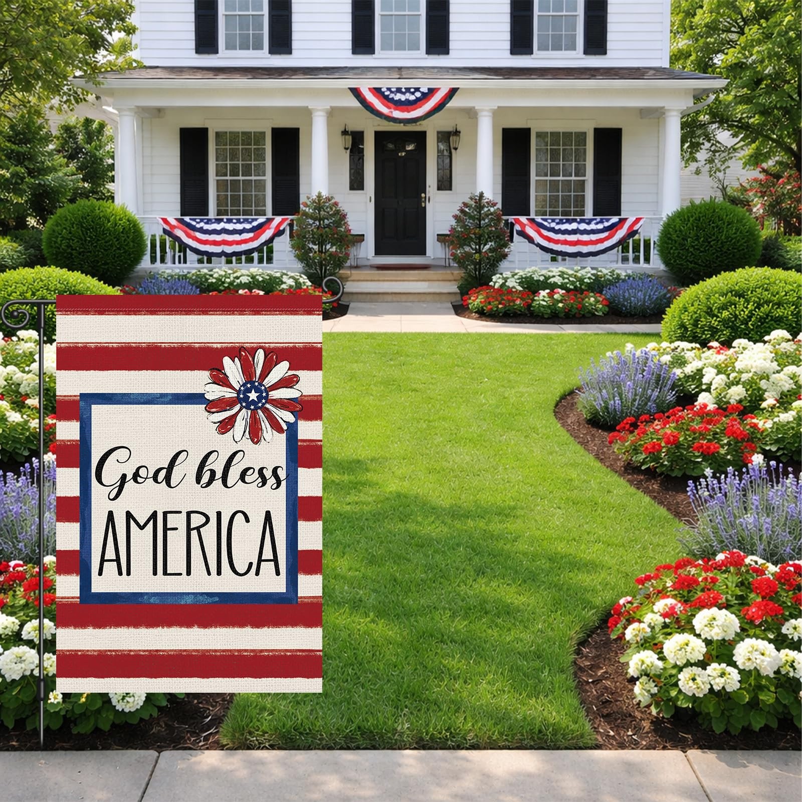God Bless America Garden Flag 12×18 Inch Double Sided 4th of July Patriotic Gar.