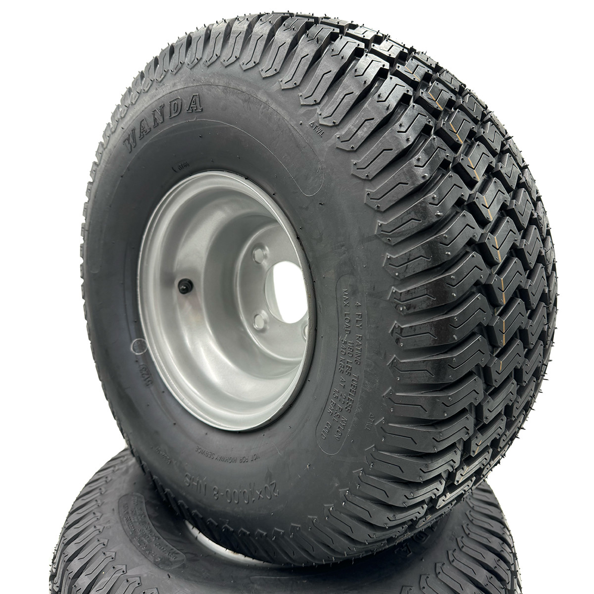 Set of 2 – Silver 20×10.00-8 Lawn Mower Tire and Rim (Compatible with Husqvarna)
