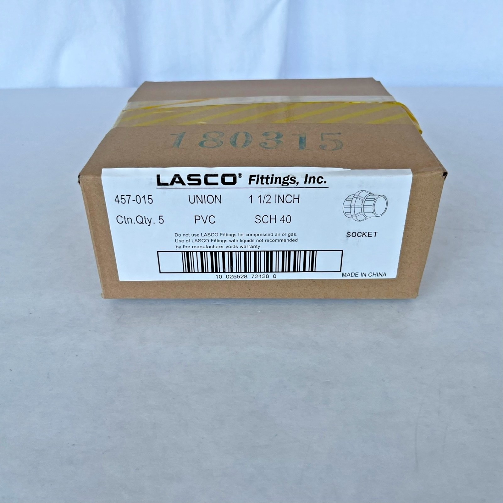 Genuine Lasco 457-015, SET of 5, Sch 40 PVC, 1.5″ Slip x Slip Unions, NEW