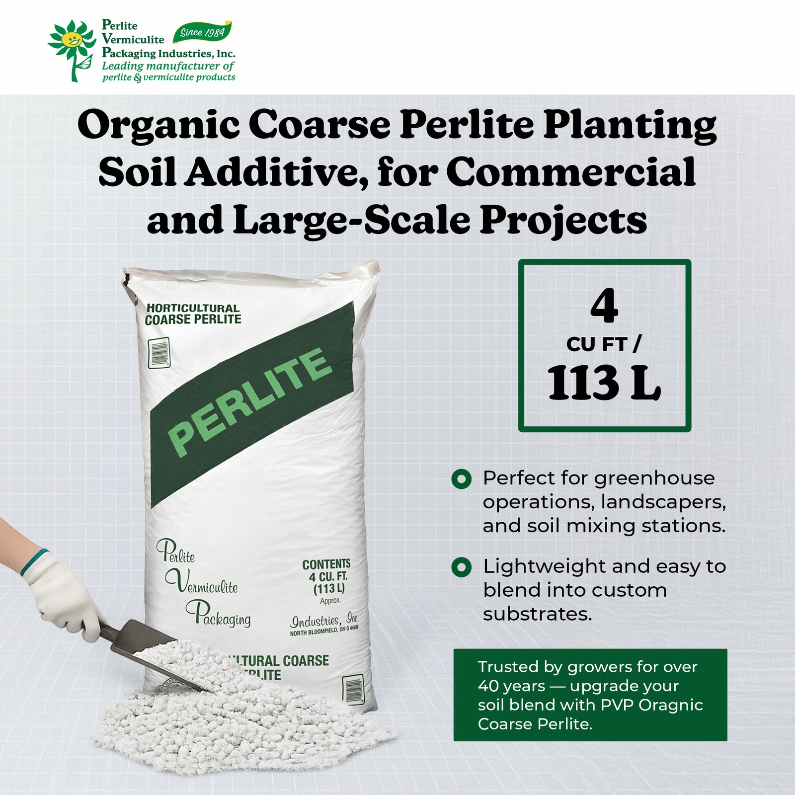 PVP Industries Organic Coarse Perlite Planting Soil Additive, 4 cu. ft., White